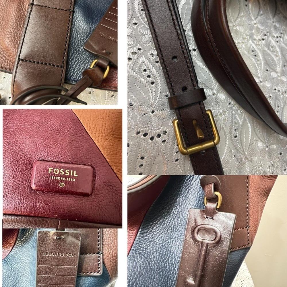 Fossil Women Emerson Satchel Dark Patchwork. NWOT - Picture 5 of 7